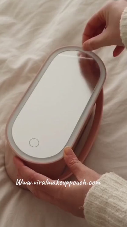 Portable LED Light Storage Box Beauty And Makeup Mirror