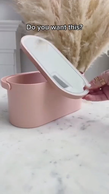 Portable LED Light Storage Box Beauty And Makeup Mirror
