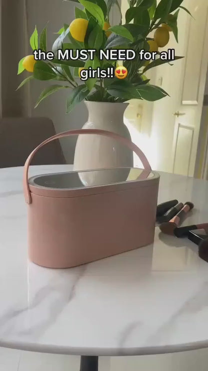 Portable LED Light Storage Box Beauty And Makeup Mirror
